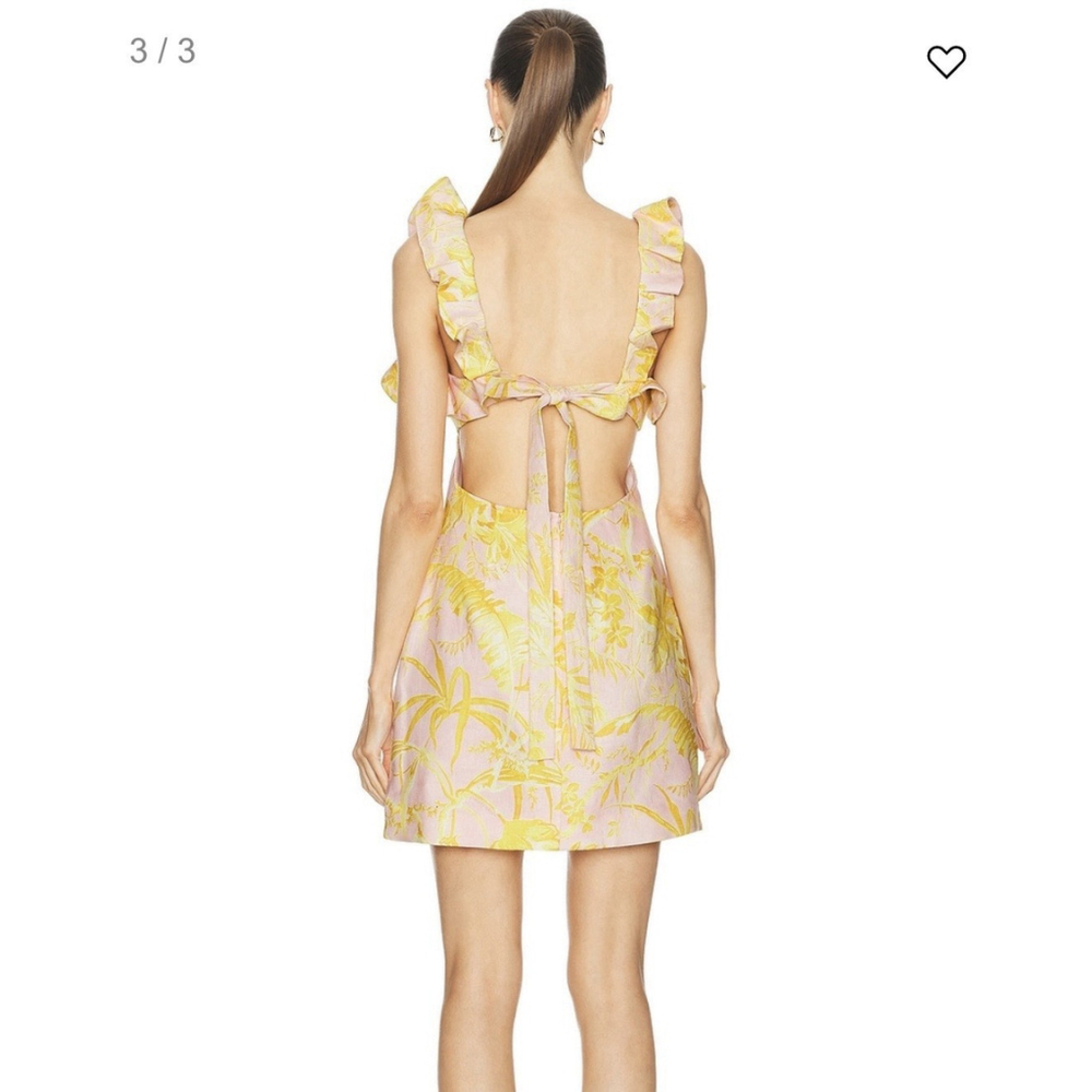 NWT Zimmermann Mini Linen Dress Size:3(US:10) Floral Ruffle Open Back MSRP:$695 - Picture 4 of 15